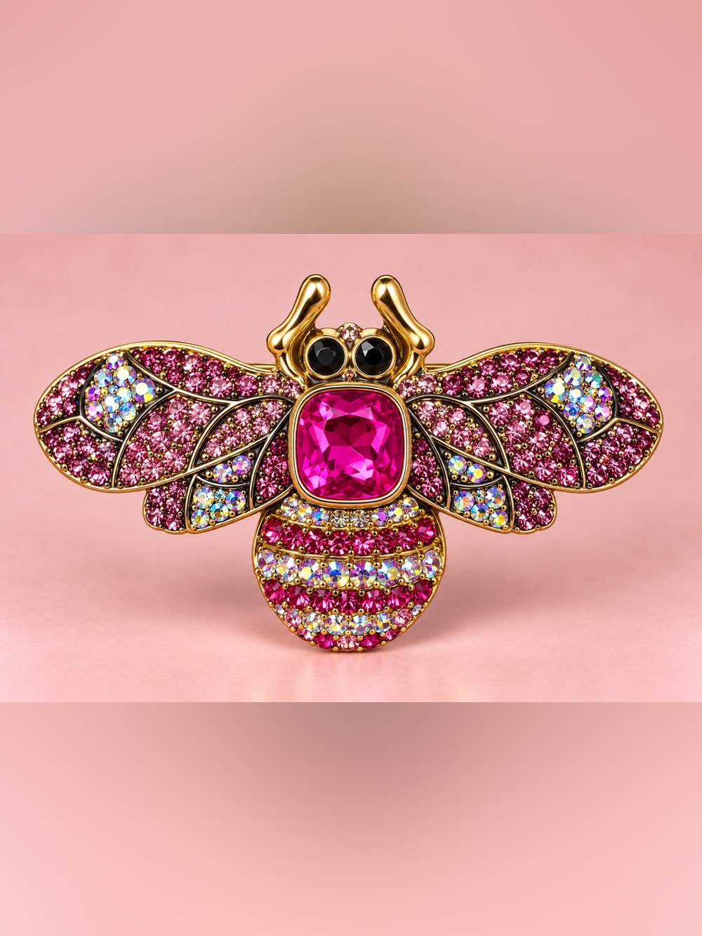 Women’s Pink Crystal Bee Brooch Jewelry Pin